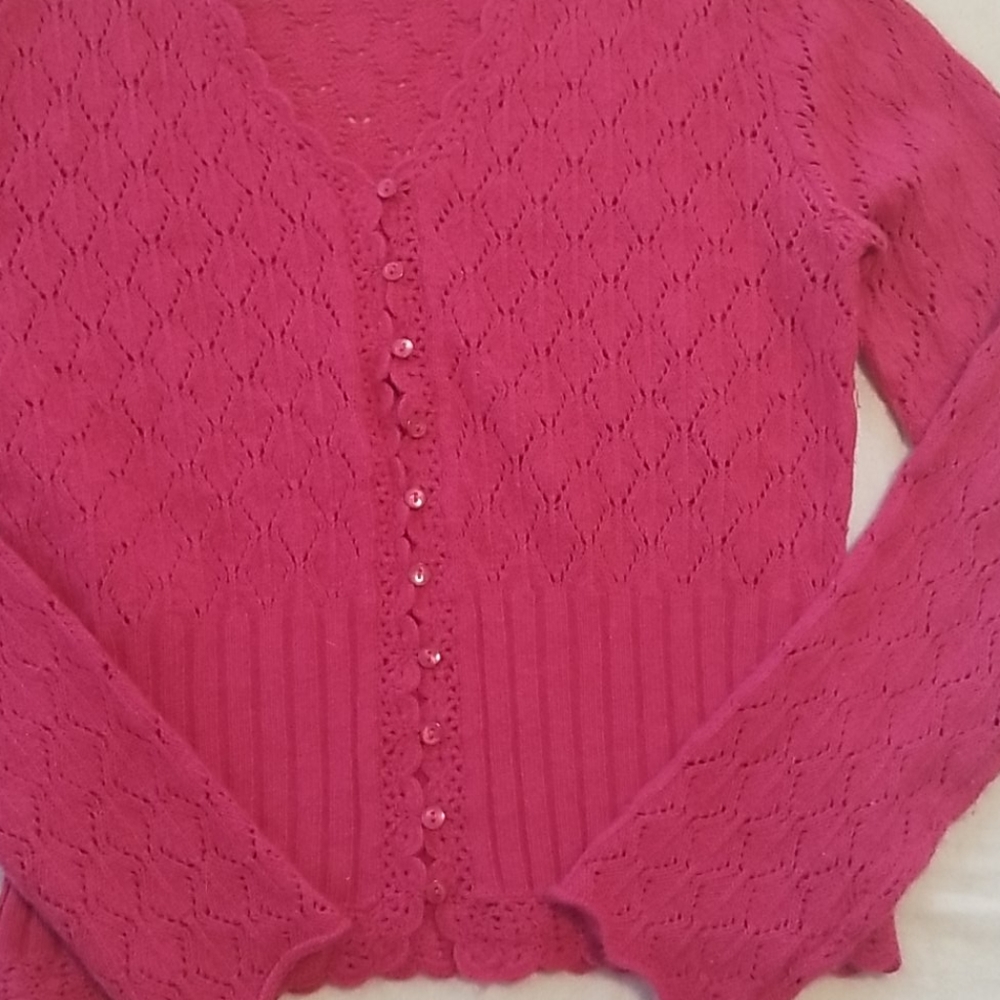 Lacey knit cardigan with angora.  Size L